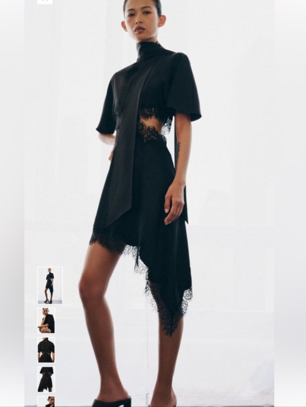 ZARA SATIN EFFECT LACE DRESS - Picture 6 of 13